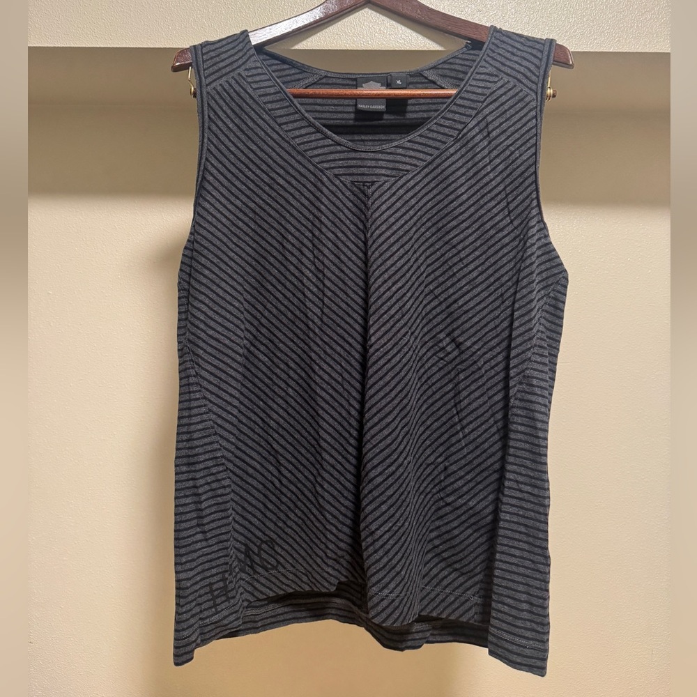 Harley-Davidson Diagonal Stripe Tank Top | Women's XL | HDMC Logo‎ Black/Gray